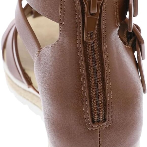 Women's Wedge Sandals Faux Leather 8, Gladiator Style, Espadrille Platform - Picture 6 of 6